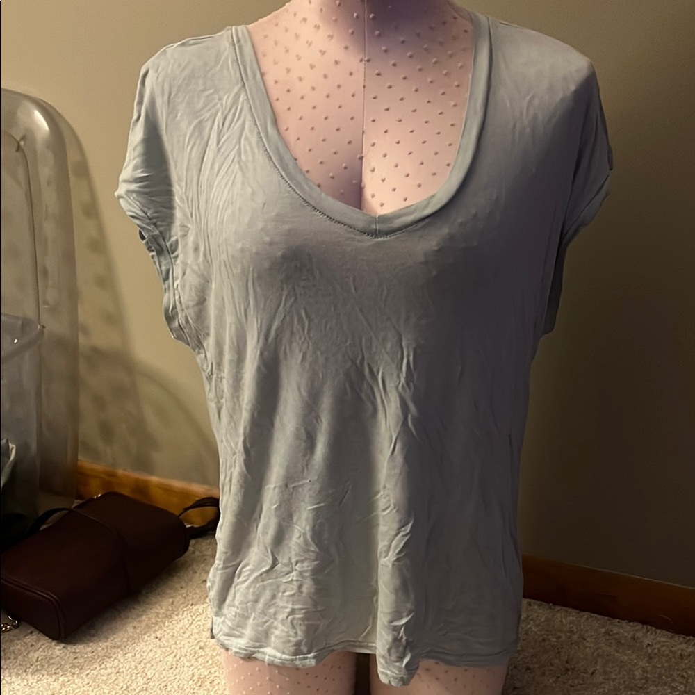 Women's Light Gray V-Neck Top
